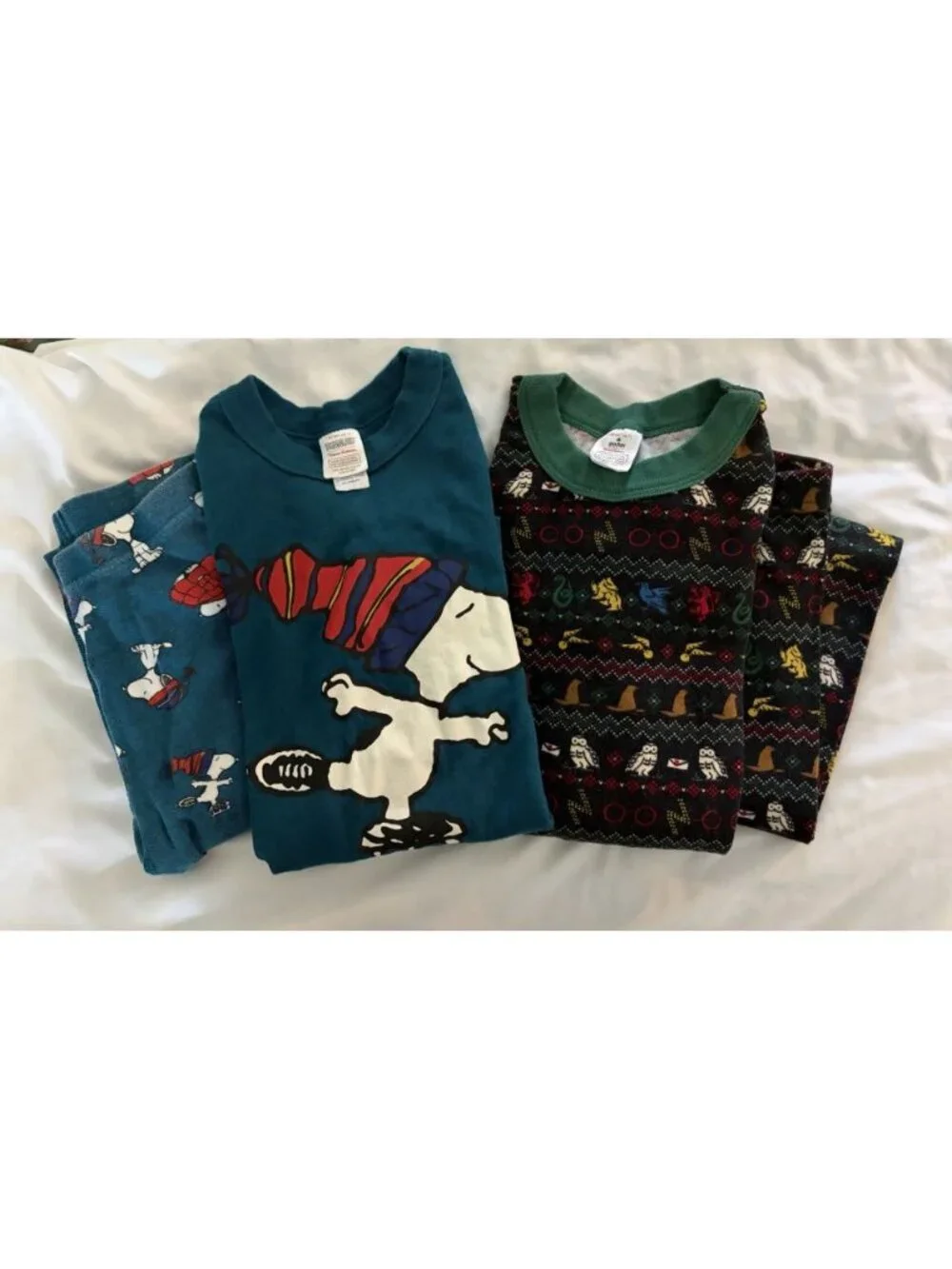 Hanna Andersson Kids Pair Of Long Sleeve Pants Pajamas Harry Potter Snoopy Sz 12